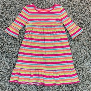 Girl stripes pink yellow blue gray dress 3T #52